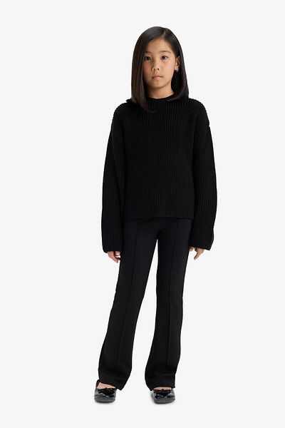 DeFacto Schwarze Leggings mit ausgestelltem Bein in Standardgröße für Mädchen C7433a824au