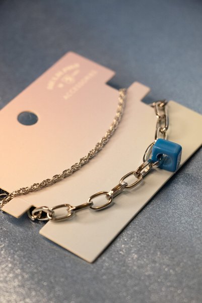 Aqua Di Polo 1987 Kadın Gümüş Mavi Taşlı ve Zincir Bileklik