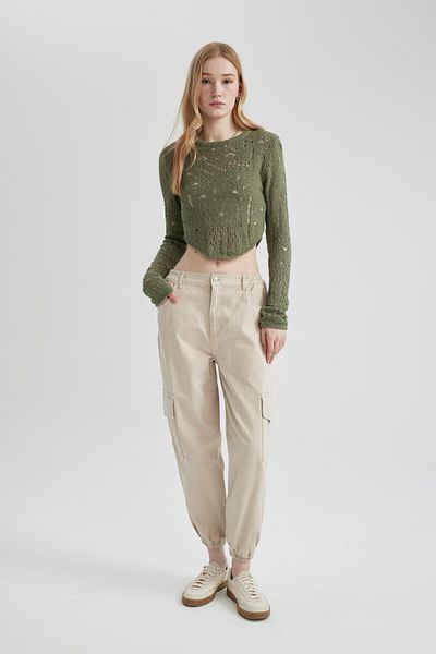 DeFacto Basic Gabardine Jogger - ίσια κανονική μέση, τσέπη φορτίου B0454ax23au