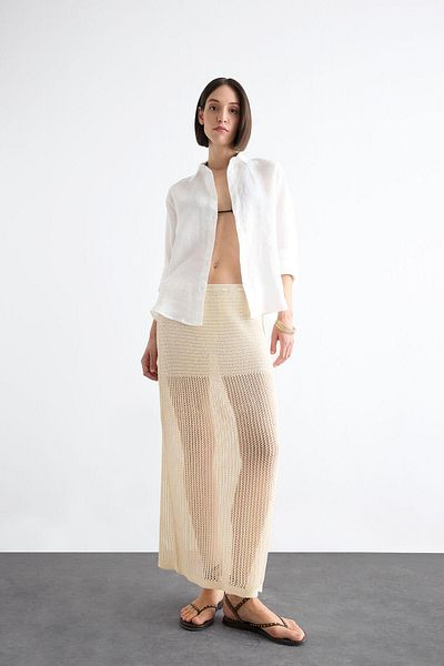 DeFacto Flexible Waisted Crochet Maxi Beach Skirt F7452Ax25Sm