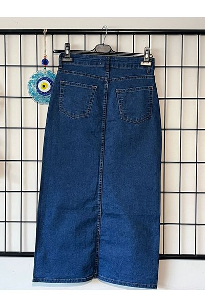 Dema Fusta lungă din denim din țesătură elastică pentru femei