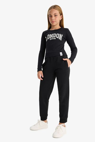 DeFacto Γυναικεία σχολική φούτερ μαύρο Jogger Standard Fit Y1226a623au