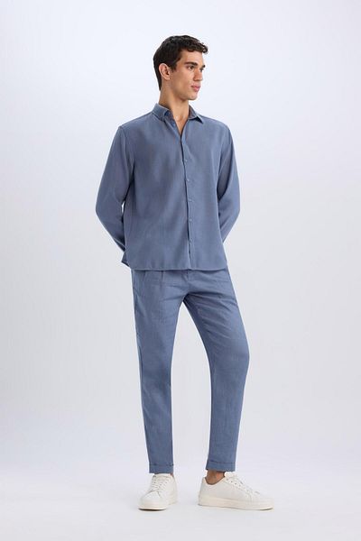 DeFacto Pantaloni din țesătură de vară, 100% in, tăiat normal, cu două picioare, C1826AX25SM