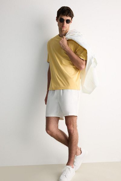 DeFacto 100% βαμβακερό Relax Fit Λευκό Jean Bermuda Σορτς Z4460az24sm