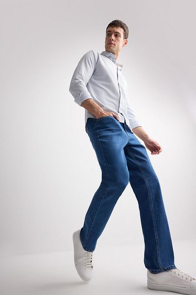 DeFacto Diago Comfort Fit Pantaloni de blugi cu talie înaltă și picioare late E3324AX25SP
