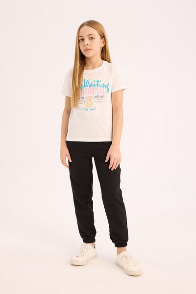 DeFacto Pantaloni de sport Jogger pentru fete - talie elastică cu picioare, imprimați D9689a825sp