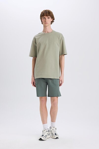 DeFacto %100 Pamuk Slim Fit Dar Kesim Dar Paça Cepli Basic Düz Şort B8673ax24sm