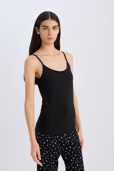 DeFacto Cotton Thin Strap Black Inner Tank-Fall in Love M6858Az24Sp
