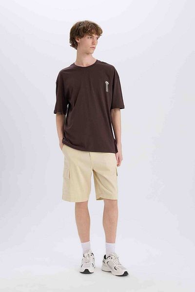 DeFacto Tricou supradimensionat cu mânecă scurtă, 100% bumbac, cu gâtul rotund, imprimat pe spate Z6082az23sm