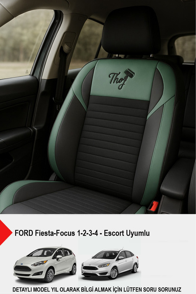 GM-DESIGN غطاء مقعد السيارة من ريش ثور تاي (متوافق مع فورد فوكس-فييستا-إسكورت)