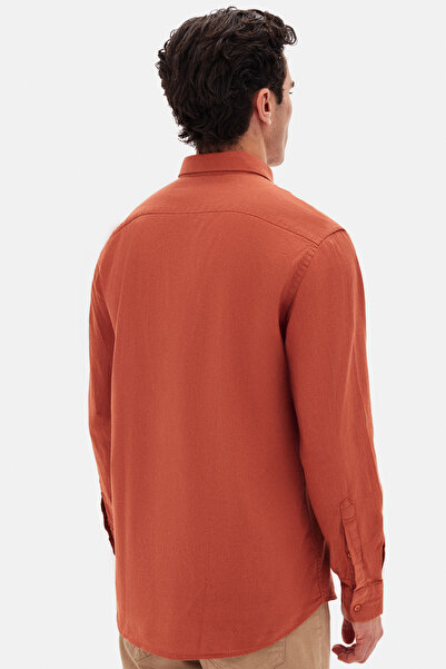 D'S Damat Ds Damat Comfort csempés gombos galléros, kényelmes szabású, lenvászon hatású 100% pamut ing