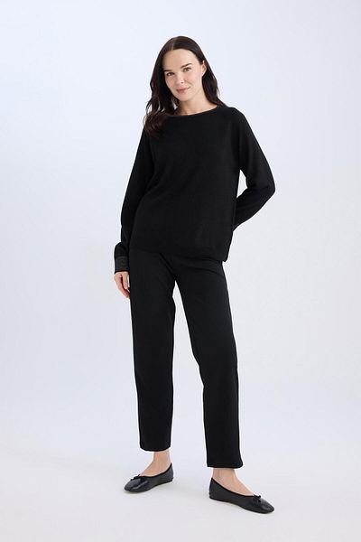 DeFacto Pleated Straight Fit Trousers - Elastic Waist D4405Ax24Wn