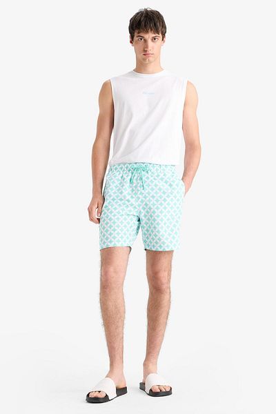 DeFacto Pantaloni scurti de baie de lungime scurtă, cu model, căptușiți cu plasă, E0977AX25HS