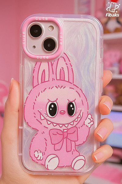 Fibaks حافظة لهاتف Apple iPhone 13 مع حماية للكاميرا من Labubu Toy غطاء حماية ممتص للصدمات