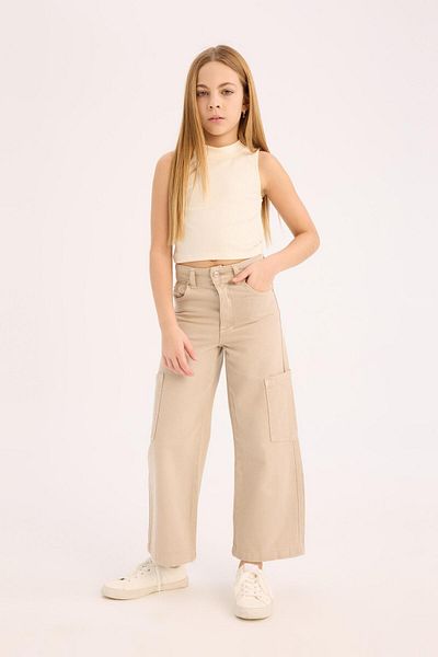 DeFacto Pantaloni de jeans cu picioare largi cargo pentru fete C0451A825SM