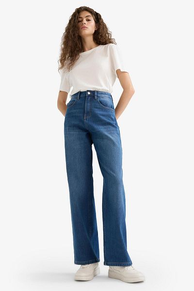 DeFacto Pantaloni lungi de jeans cu talie înaltă Relax Fit C9615AX24WN