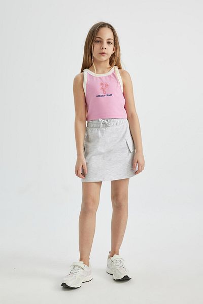 DeFacto Girl's Cargo Pocket Lace-Up Waist Skirt B4471A824Sm