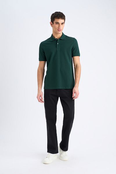 DeFacto 100% bumbac, cu guler polo, cu mânecă scurtă, tricou de bază din țesătură piqué simplă C1293ax24sp