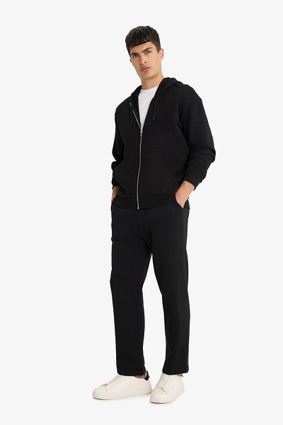 DeFacto Спортен панталон Regular Fit Polar Fleece Basic Flare с джоб и връзки на талията, прав крачол D7836ax25sp