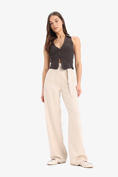 DeFacto Wide Leg Double Pocket High Waist Standard Length Modal Wide Loose Leg Palazzo Pants D4467Ax25Sp