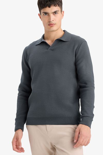 DeFacto Standard Fit Normal Cut Polo Neck Knitwear Sweater 4W2Dfkzd4046__L14