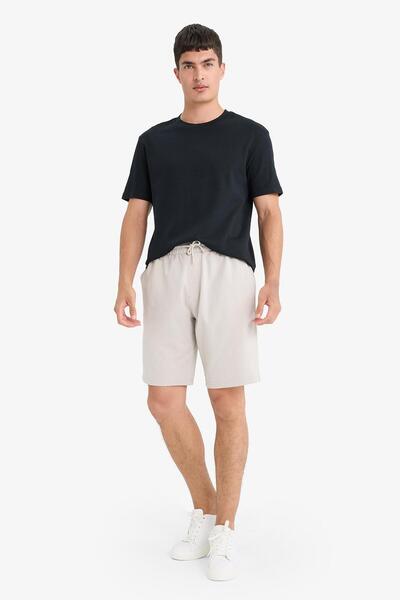 DeFacto Slim Fit Slim Fit Βαμβακερό Basic ίσιο βερμούδα με τσέπες W1105AZ25SP