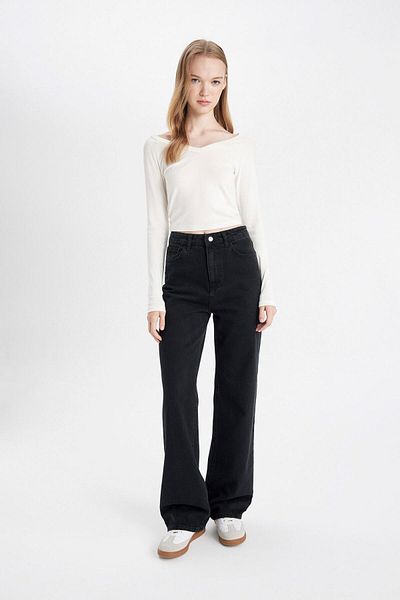 DeFacto High Waist 90s Wide Leg Jeans Kalhoty D4315ax24au