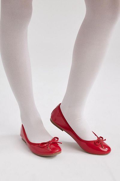 DeFacto Pantofi balerină din piele artificială cu talpă plată pentru fete, roșii, lacuita Z8325a623sp