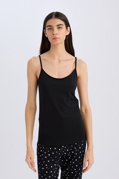 DeFacto Cotton Thin Strap Black Inner Tank-Fall in Love M6858Az24Sp