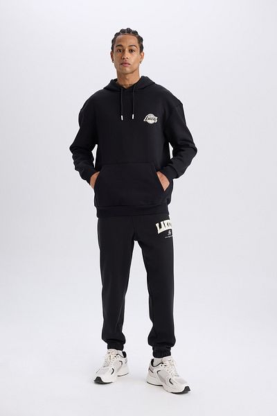 DeFacto Los Angeles Lakers Boxy Fit Hooded Sweatshirt - Back Printed, Thick A4114Ax23Au
