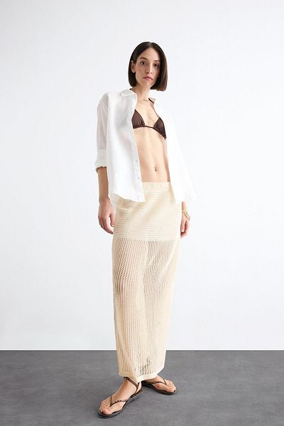 DeFacto Flexible Waisted Crochet Maxi Beach Skirt F7452Ax25Sm