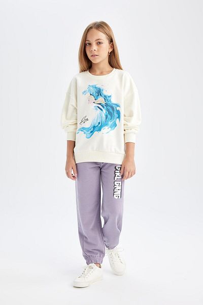 DeFacto Jogger Sweatpants για κορίτσια - εμπριμέ, ελαστικό πόδι μέσης και τσέπες D0739a824au