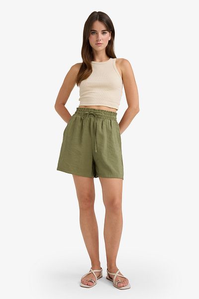 DeFacto Pantaloni scurți cu talie înaltă elastică cu picioare drepte F0487ax25sm