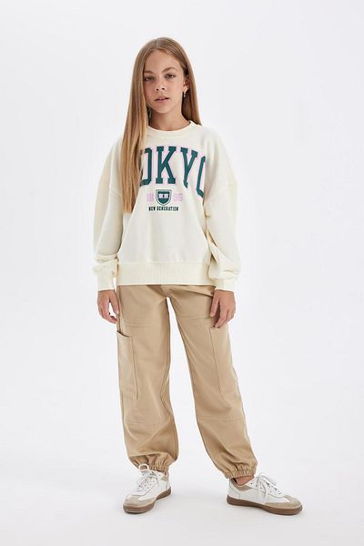 DeFacto Girl's Cargo Pocket Cotton Parachute Trousers with Elastic Waist and Legs C8843A824Au