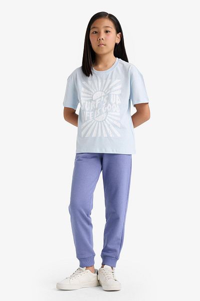 DeFacto Pantaloni de sport pentru fete, standard, de bază, cu talie plată, elastică, Y1226A625AU