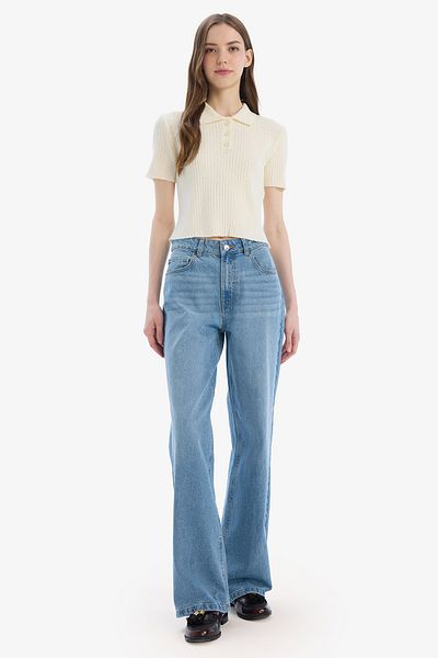 DeFacto Тениска Slim Fit Slim Fit с поло яка и къс ръкав, трикотажна тениска N9752Az24Sp