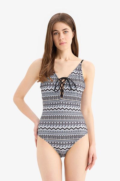DeFacto Fall In Love Regular Fit Ethnic Patterned Swimsuit