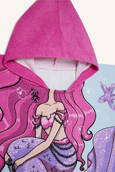 DeFacto Πετσέτα παραλίας Poncho με μοτίβο γοργόνας για κορίτσια