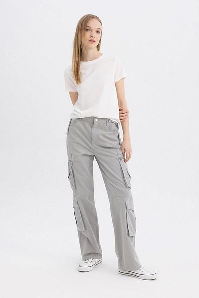 DeFacto Coool Cargo Gabardine Trousers - Straight Fit B6873ax23wn