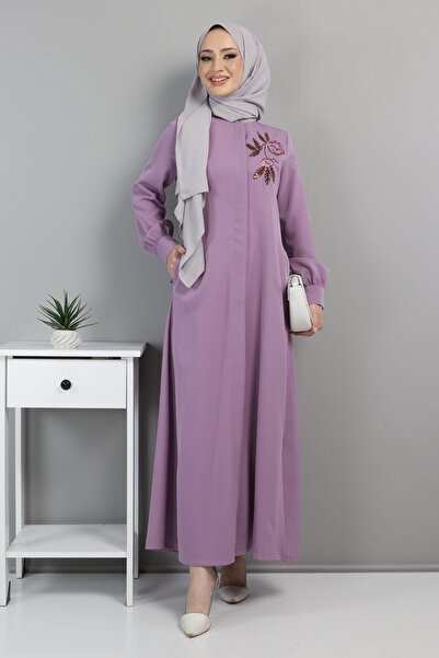 Modamihram Bestickter Hijab Ferace Flieder 10773