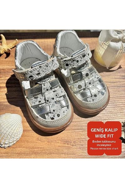 ENBİSA Baby Girl Genuine Leather First Step Orthopedic Stitched Sandals