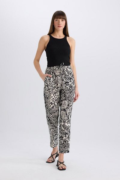 DeFacto Pantaloni din viscoză cu talie înaltă cu buzunare cu model harem I3709az22sm
