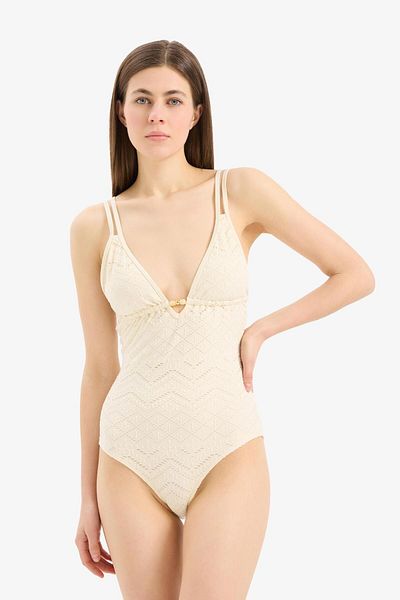 DeFacto Бански костюм с тънки презрамки и стандартна кройка Brode - Fall in Love B6898AX24SM