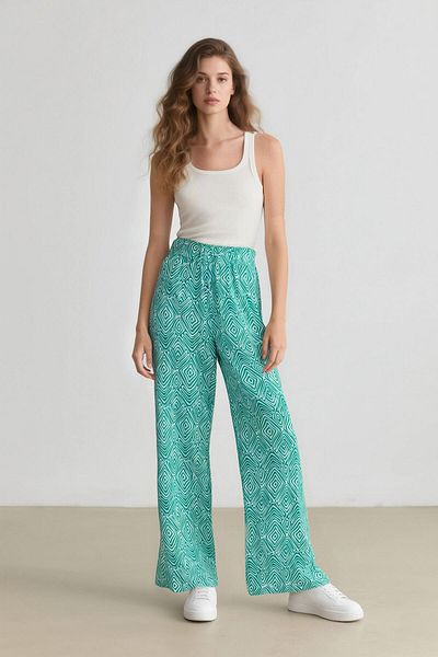 DeFacto Wide Wide Leg Pants with Stretch and Pattern - Slit Pockets C9161Ax24Sm