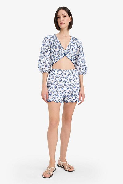 DeFacto Patterned Embroidered Brode Beach Shorts-Fall in Love C6173Ax25Sm