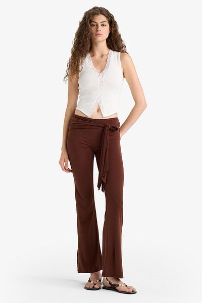 DeFacto Flare Fit Regular Waist Tie Standard Length Trousers F8196Ax25Sm