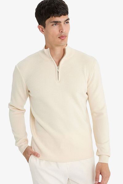 DeFacto Светр з коміром-стійкою на блискавці Basic Sweater Pullover Standard Fit A5184ax23wn