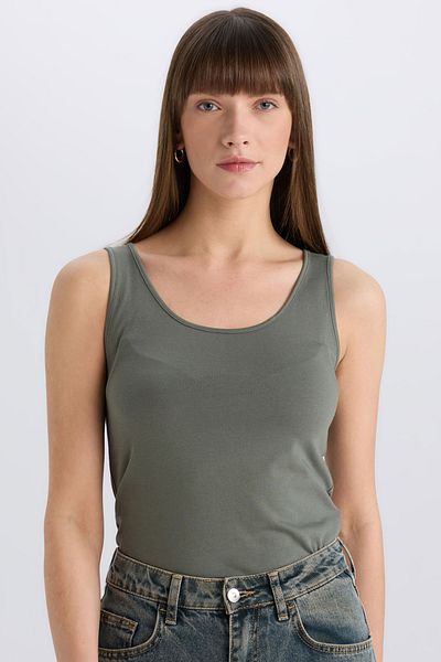 DeFacto Slim Fit Slim Fit U яка Основен обикновен потник I1059Az24Sm