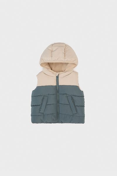 DeFacto Wasserabweisende, mit Fleece gefütterte, farblich gemusterte, aufblasbare Weste mit Kapuze für Babys A2848a524au