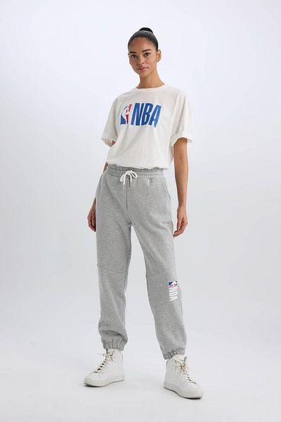 DeFacto Εφαρμόστε Nba Wordmark Standard Fit Μακρύ Φούτερ με τσέπες